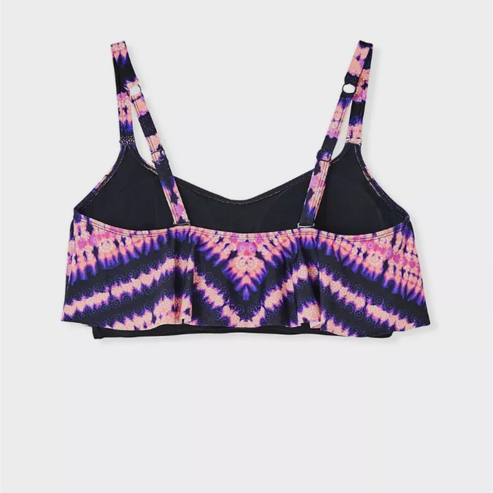 Pink & purple tie-dye medallion wireless flounce bikini top - Picture 4 of 5